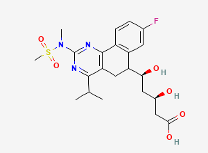 Two-dimensional chemical structure of (3r,5s)-5-(8-fluoro-4-isopropyl-2-(N-methylmethylsulfonamido)-5,6-dihydrobenzo[h]quinazolin-6-yl)-3,5-dihydroxypentanoic acid