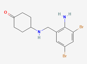 Two-dimensional chemical structure of 4-(2-Amino-3,5-dibromobenzylamino)cyclohexanone, CAS 1445719-53-8