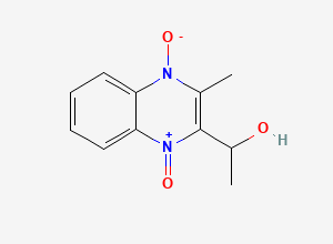 Two-dimensional chemical structure of 2-(1-Hydroxyethyl)-3-methylquinoxaline 1,4-dioxide, CAS 104097-59-8