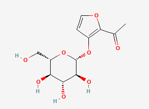 Two-dimensional chemical structure of 1-[3-[(2R,3S,4R,5R,6S)-3,4,5-trihydroxy-6-(hydroxymethyl)oxan-2-yl]oxyfuran-2-yl]ethanone