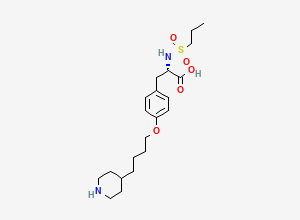Two-dimensional chemical structure of (S)-3-[4-(4-Piperidin-4-yl-butoxy)-phenyl]-2-(propane-1-sulfonylamino)-propionic acid