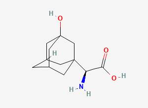 Two-dimensional chemical structure of 3-Hydroxy-1-adamantyl-D-glycine, CAS 709031-29-8