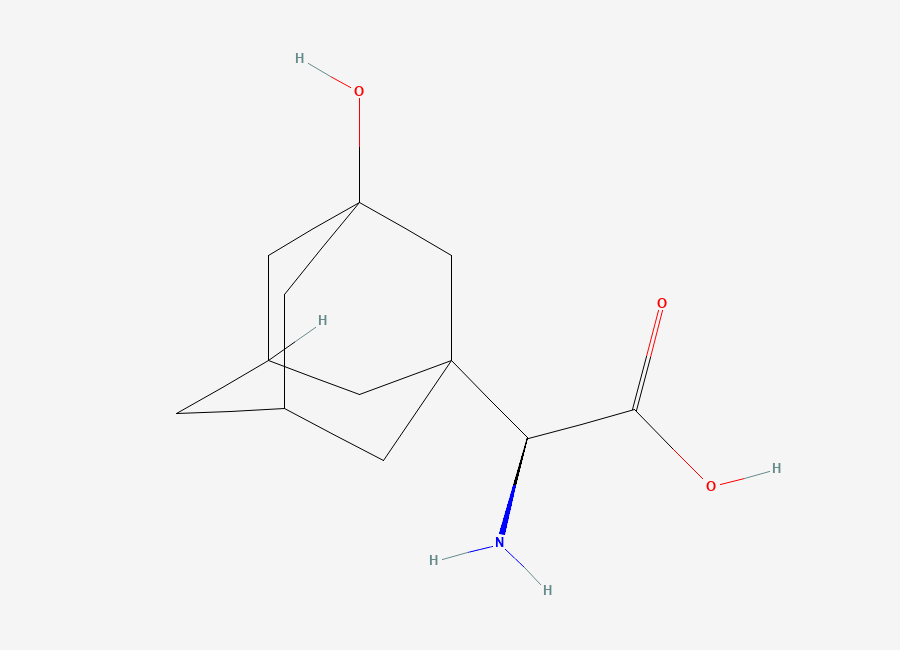 Two-dimensional chemical structure of 3-Hydroxy-1-adamantyl-D-glycine, CAS 709031-29-8