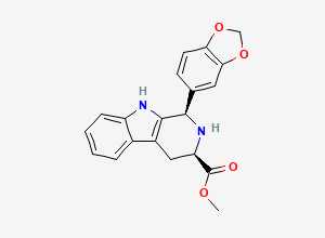Two-dimensional chemical structure of Methyl (1R,3R)-1-(1,3-benzodioxol-5-yl)-2,3,4,9-tetrahydro-1H-pyrido(3,4-b)indole-3-carboxylate