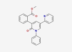 Two-dimensional chemical structure of Methyl 2-(2-oxo-1-phenyl-5-pyridin-2-yl-3-pyridinyl)benzoate, CAS 543699-60-1