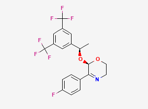 Two-dimensional chemical structure of 2-[(1R)-1-[3,5-bis(trifluoromethyl)phenyl]ethoxy]-3-(4-fluorophenyl)-5,6-dihydro, CAS 380499-07-0