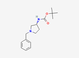 Two-dimensional chemical structure of (3R)-(+)-1-Benzyl-3-(tert-butoxycarbonylamino)pyrrolidine