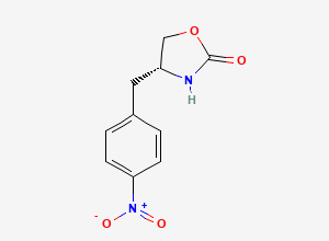 Two-dimensional chemical structure of (4R)-4-[(4-Nitrophenyl)methyl]-2-oxazolidinone, CAS 139264-66-7