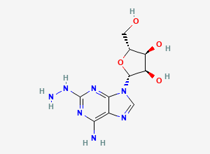 Two-dimensional chemical structure of 2-Hydrazino Adenosine, CAS 15763-11-8