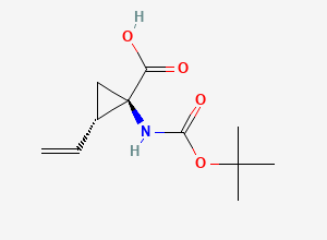 Two-dimensional chemical structure of (1R,2S)-1-(((1,1-Dimethylethoxy)carbonyl)amino)-2-ethenylcyclopropanecarboxylic acid