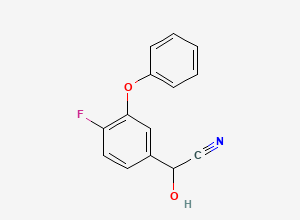 Two-dimensional chemical structure of 2-(4-Fluoro-3-phenoxyphenyl)-2-hydroxyacetonitrile, CAS 76783-44-3