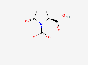 Two-dimensional chemical structure of 1,2-Pyrrolidinedicarboxylic acid, 5-oxo-, 1-(1,1-dimethylethyl) ester, (2S)-