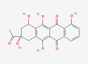 Two-dimensional chemical structure of 4-Demethyl Daunomycinone/ 4-O-Demethyldaunomycinone/ Carminomycinone, CAS 52744-22-6