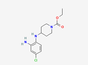 Two-dimensional chemical structure of Ethyl 4-[(2-amino-4-chlorophenyl)amino]piperidine-1-carboxylate, CAS 53786-45-1