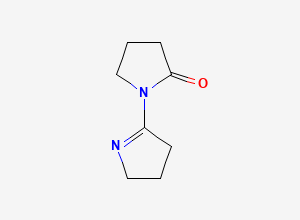 Two-dimensional chemical structure of 2-Pyrrolidinone, 1-(3,4-dihydro-2H-pyrrol-5-yl), CAS 7060-52-8