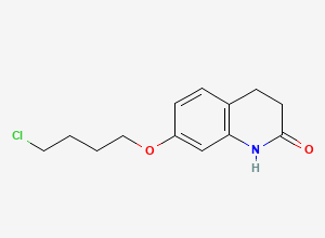 Two-dimensional chemical structure of 7-(4-Chlorobutoxy)-3,4-dihydro-2(1H)-quinolinone / DH-CLDCS Impurity, CAS 120004-79-7