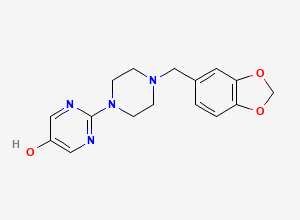 Two-dimensional chemical structure of 1-(3,4-Methylenedioxybenzyl)-4-(5-hydroxy-2-pyrimidyl)piperazine, CAS 50602-51-2