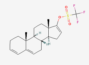 Two-dimensional chemical structure of Androsta-3,5,16-trien-17-ol Trifluoromethanesulfonate, CAS 154229-36-4