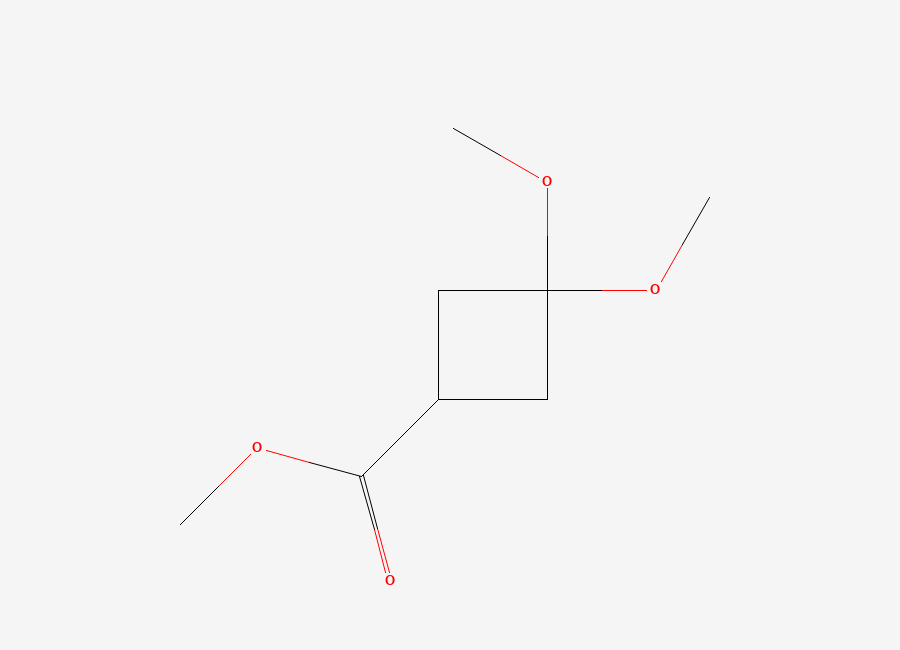 Two-dimensional chemical structure of Methyl 3,3-dimethoxycyclobutane-1-carboxylate