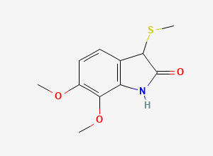 Two-dimensional chemical structure of 6,7-Dimethoxy-3-(methylthio)indolin-2-one