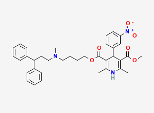 Two-dimensional chemical structure of 5-O-[4-[3,3-diphenylpropyl(methyl)amino]butyl] 3-O-methyl 2,6-dimethyl-4-(3-nitrophenyl)-1,4-dihydropyridine-3,5-dicarboxylate