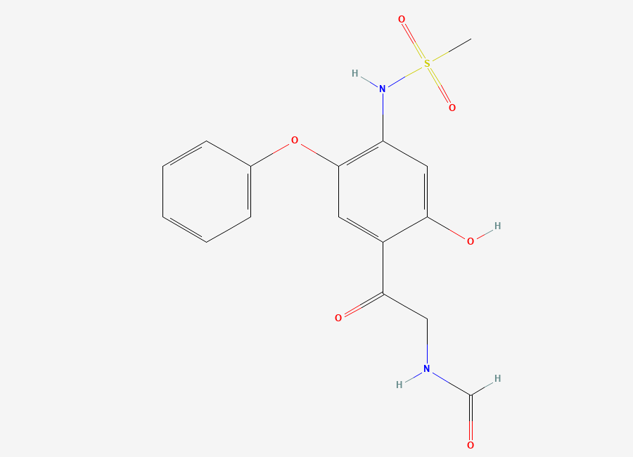 Two-dimensional chemical structure of N-(2-(2-Hydroxy-4-(methylsulfonamido)-5-phenoxyphenyl)-2-oxoethyl)formamide