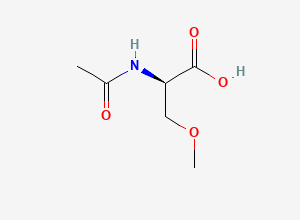 Two-dimensional chemical structure of Lacosamide N-Acetyl-O-Methyl-D Serine, CAS 196601-67-9