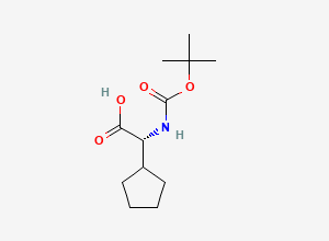 Two-dimensional chemical structure of (R)-2-((tert-Butoxycarbonyl)amino)-2-cyclopentylacetic acid