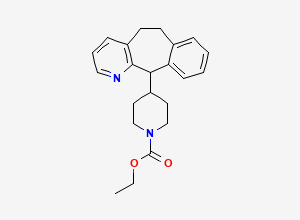 Two-dimensional chemical structure of ethyl 4-(6,11-dihydro-5H-benzo[5,6]cyclohepta[1,2-b]pyridin-11-yl)piperidine-1-carboxylate, CAS 201466-35-5