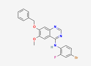 Two-dimensional chemical structure of N-(4-bromo-2-fluorophenyl)-6-methoxy-7-phenylmethoxyquinazolin-4-amine, CAS 768350-54-5