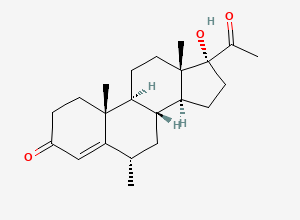 Two-dimensional chemical structure of Medroxyprogesterone, CAS 520-85-4