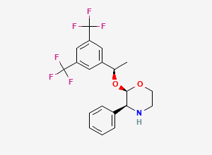 Two-dimensional chemical structure of (2R,3S)-2-((R)-1-(3,5-Bis(trifluoromethyl)phenyl)ethoxy)-3-phenylmorpholine, CAS 171338-33-3