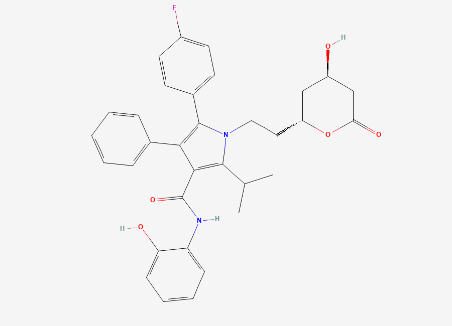 Two-dimensional chemical structure of ortho-Hydroxy Atorvastatin Lactone / 2-Hydroxy Atorvastatin Lactone, CAS 163217-74-1