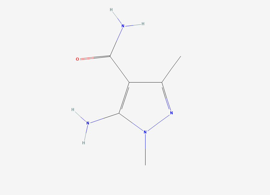 Two-dimensional chemical structure of 5-amino-1,3-dimethyl-1H-pyrazole-4-carboxamide