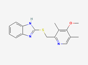 Two-dimensional chemical structure of 1H-Benzimidazole, 2-[[(4-methoxy-3,5-dimethyl-2-pyridinyl)methyl]thio], CAS 73590-87-1