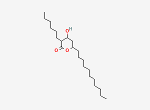 Two-dimensional chemical structure of 3-Hexyl-4-hydroxy-6-undecyl-tetrahydropyran-2-one