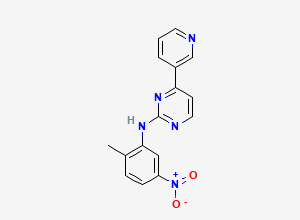 Two-dimensional chemical structure of 2-Methyl-5-nitro-N-[4-(pyridin-3-yl)pyrimidin-2-yl]benzenamine, CAS 152460-09-8