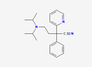Two-dimensional chemical structure of 4-(Diisopropylamino)-2-phenyl-2-(2-pyridyl)butyronitrile