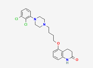 Two-dimensional chemical structure of 5-(4-(4-(2,3-Dichlorophenyl)piperazin-1-yl)butoxy)-3,4-dihydroquinolin-2(1H)-one, CAS 203395-78-2