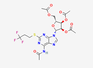 Two-dimensional chemical structure of Adenosine, N-acetyl-2-[(3,3,3-trifluoropropyl)thio]-, 2',3',5'-triacetate