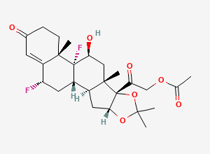 Two-dimensional chemical structure of 6alpha,9-Difluoro-11beta,21-dihydroxy-16alpha,17-(isopropylidenedioxy)pregn-4-ene-3,20-dione 21-acetate