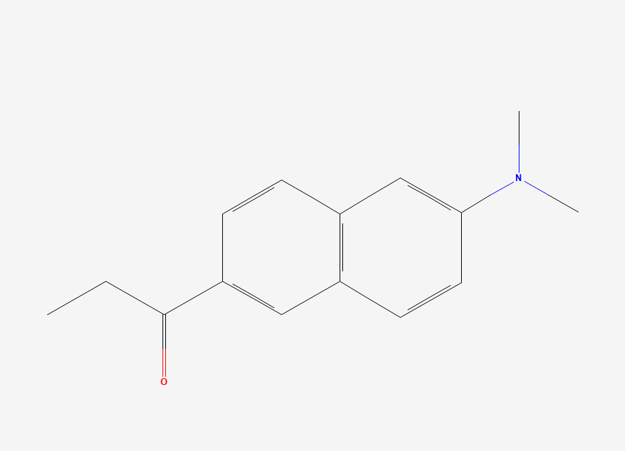Two-dimensional chemical structure of 1-(6-(Dimethylamino)-2-naphthalenyl)-1-propanone