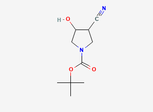 Two-dimensional chemical structure of Tert-butyl 3-cyano-4-hydroxypyrrolidine-1-carboxylate