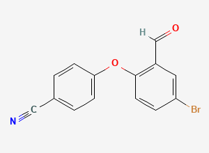 Two-dimensional chemical structure of 4-(4-Bromo-2-formylphenoxy)-benzonitrile, CAS 1937121-89-5