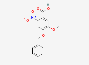 Two-dimensional chemical structure of 4-(Benzyloxy)-5-methoxy-2-nitrobenzoic Acid, CAS 60547-92-4
