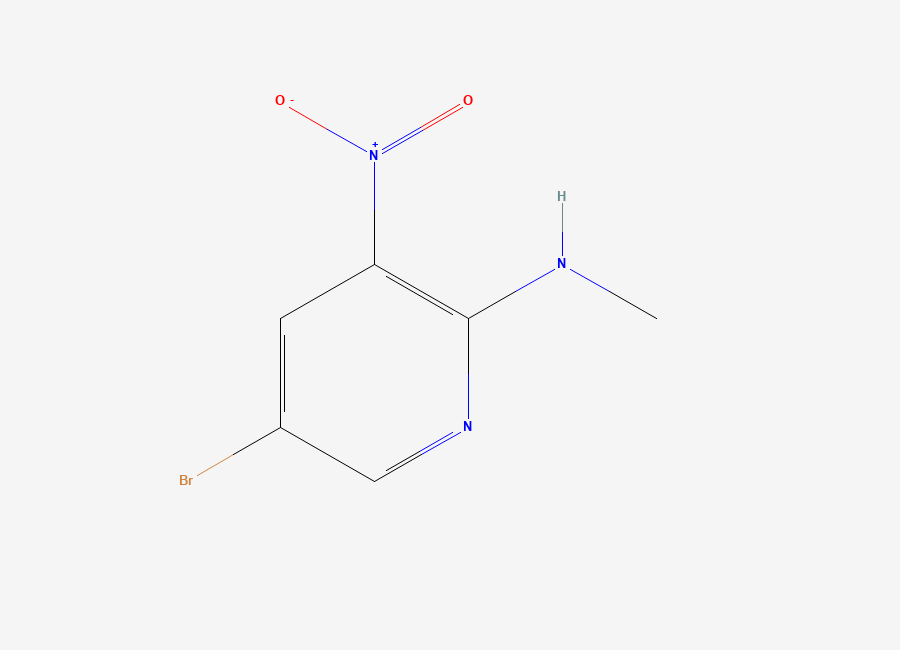 Two-dimensional chemical structure of 5-Bromo-N-methyl-3-nitropyridin-2-amine