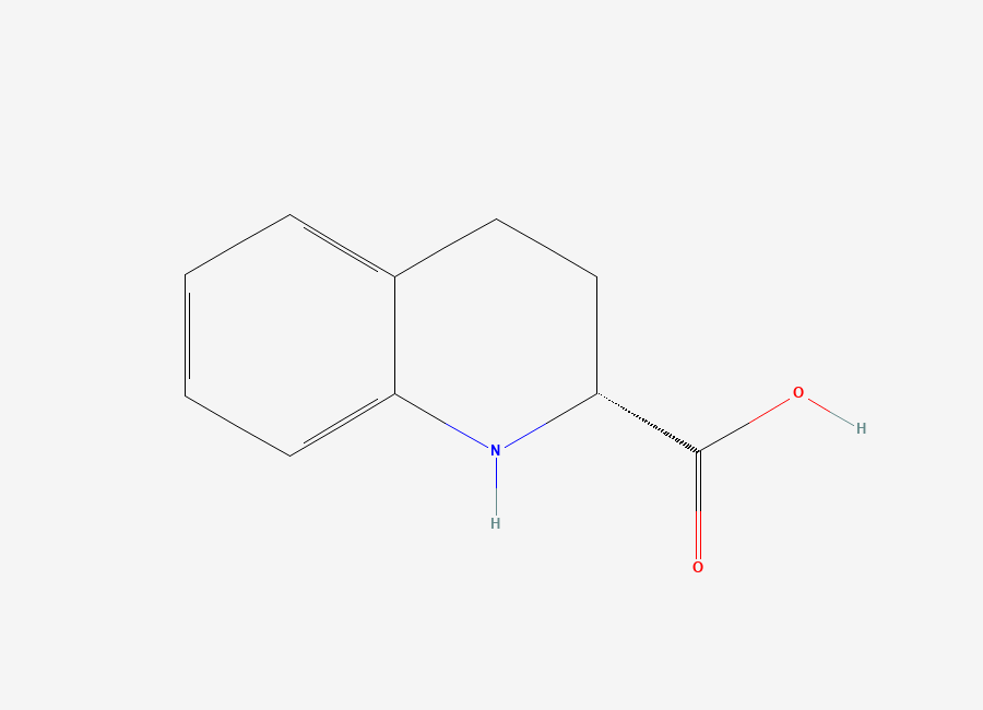 Two-dimensional chemical structure of (2R)-1,2,3,4-tetrahydroquinoline-2-carboxylic Acid