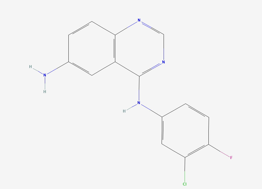 Two-dimensional chemical structure of 6-Amino-4-(3-chloro-4-fluoroanilino)quinazoline