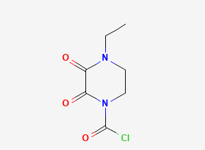 Two-dimensional chemical structure of 4-Ethyl-2,3-dioxopiperazinecarbonyl chloride, CAS 59703-00-3