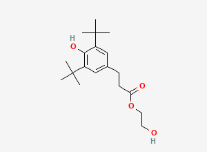 Two-dimensional chemical structure of 2-Hydroxyethyl 3-(3,5-ditert-butyl-4-hydroxyphenyl)propanoate, CAS 40388-51-0